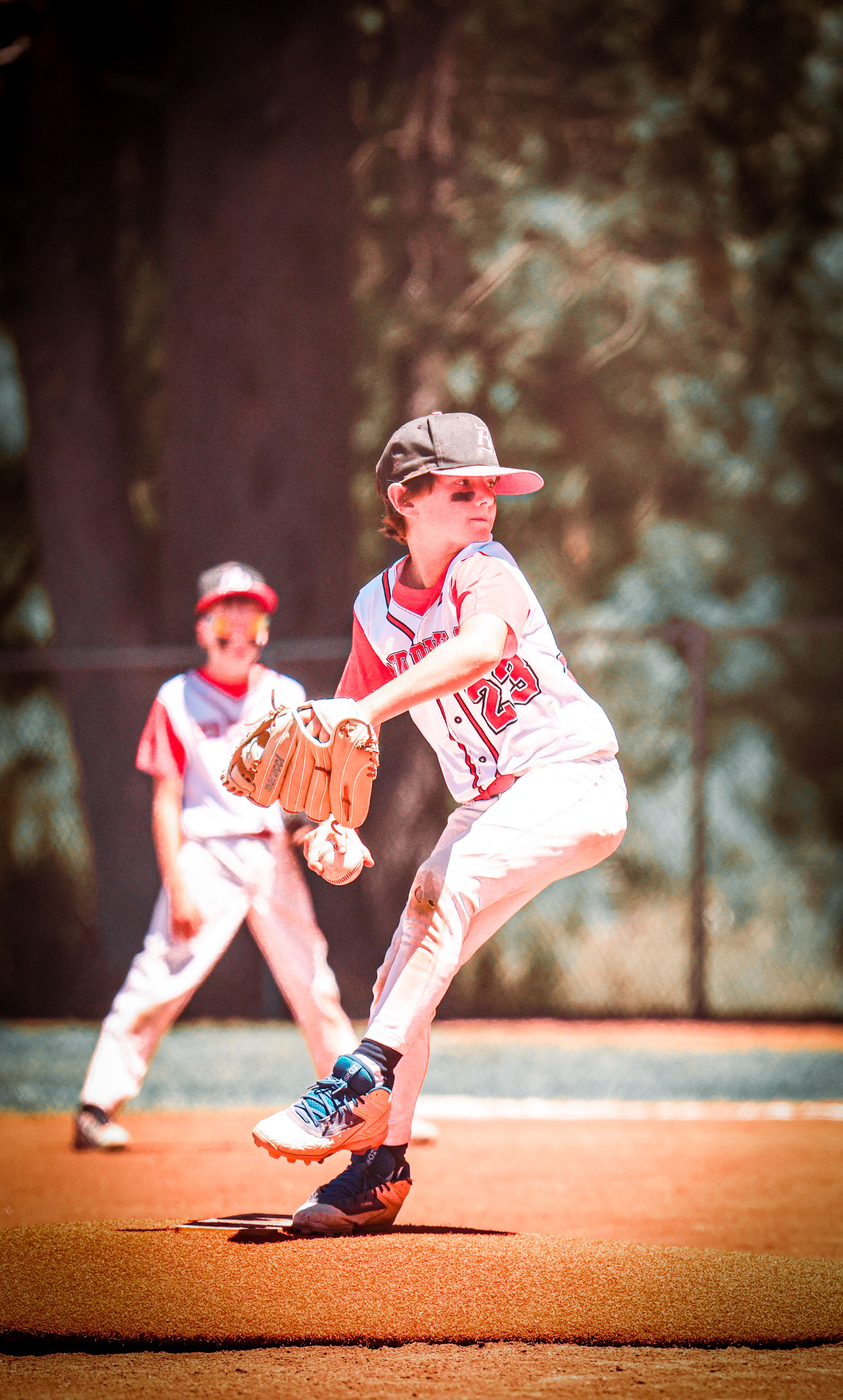 Red Devils pitcher on mound
